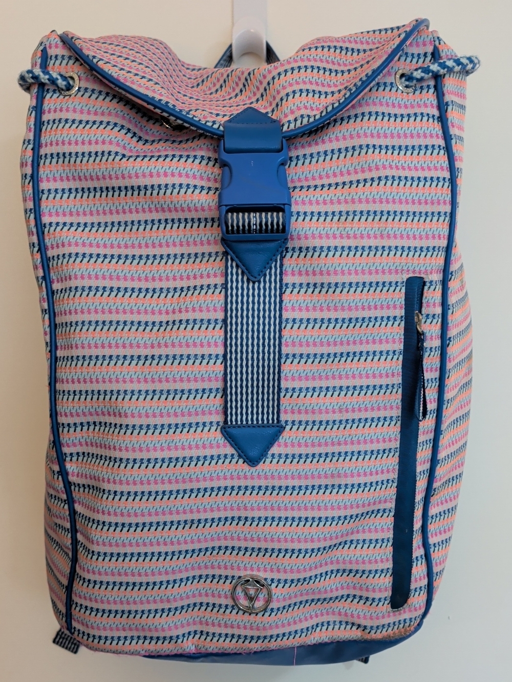 Ivivva lululemon Pink and Blue Patterned Drawstring Backpack with Buckle